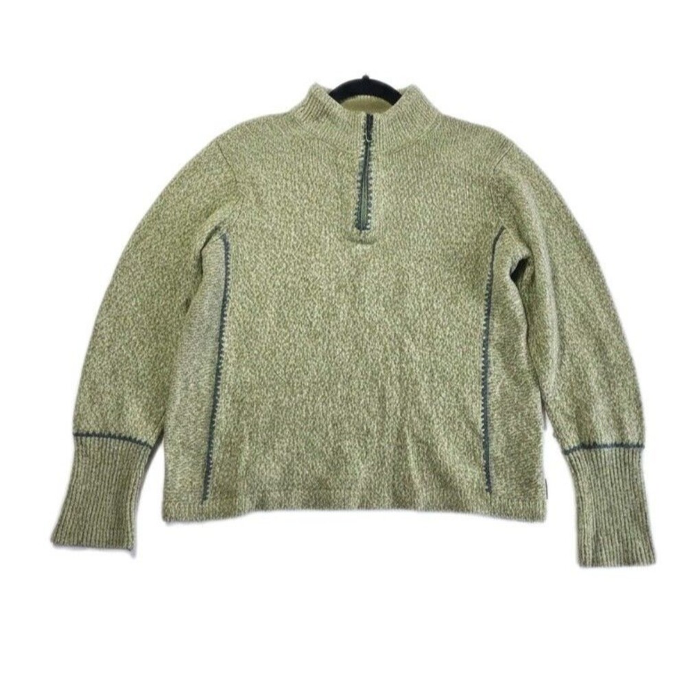 Woolrich Lambswool Sweater XL Green 1/4 Zip Pullover Soft Warm Luxury Preppy - Picture 4 of 12